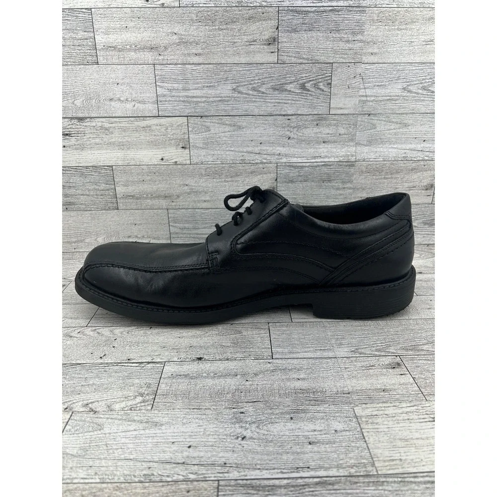 Rockport Mens Black Leather Square‎ Toe Lace Up Dress Shoes Size 15W